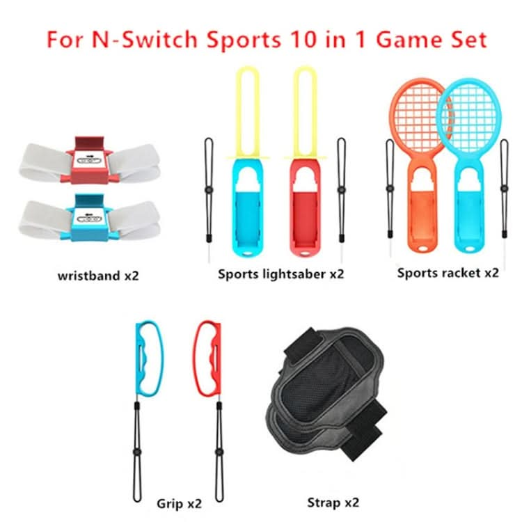 IPLAY HBS-447 10 In 1 Grip + Wrist Strap + Strap + Lightsaber + Racket Sports Set For Nintendo Switch Reluova