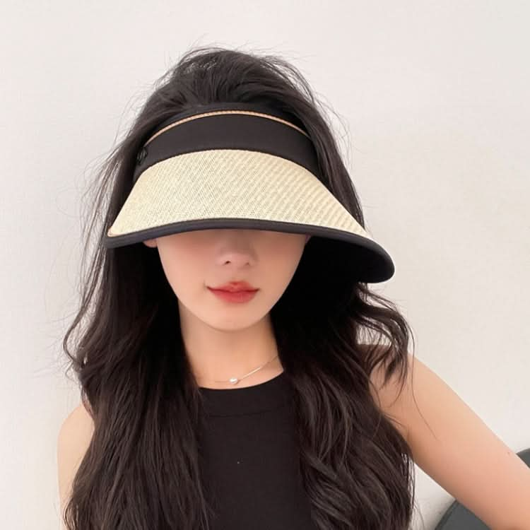 Summer Black Rubber Anti-UV Sunshade Straw Hat Reluova