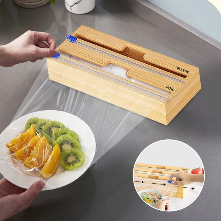 Aluminum Foil Wrap Dispenser Wood Storage Box for Kitchen Drawer,Style: Reluova