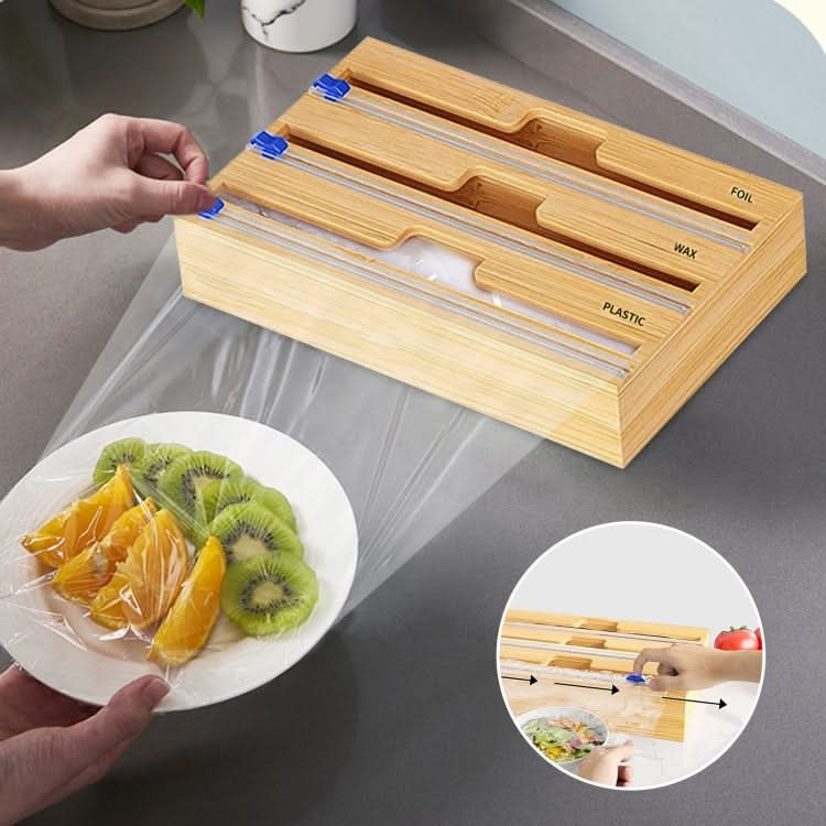 Aluminum Foil Wrap Dispenser Wood Storage Box for Kitchen Drawer,Style: