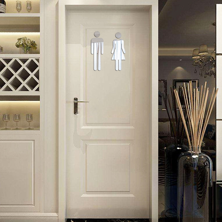 2 PCS 20cm 3D DIY Man & Woman Toilet Sticker WC Door Sign Decals Toilet Signs-Reluova