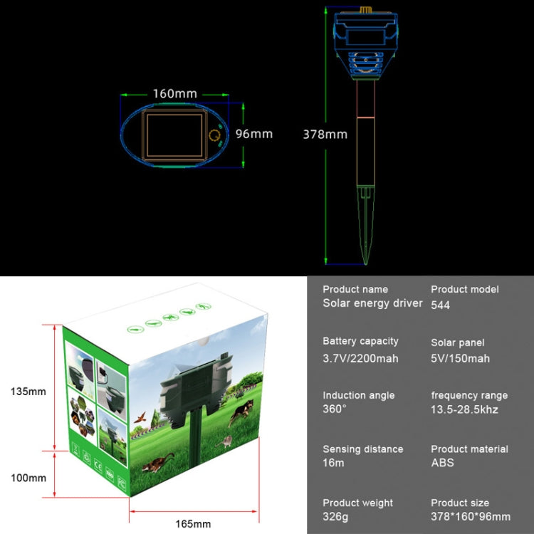 RC-544 Outdoor Solar Ultrasonic Infrared Sensor Animal Repeller My Store