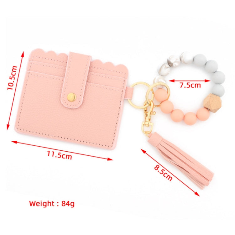 PU Tassel Silicone Bead Bracelet Wallet With Keychain My Store