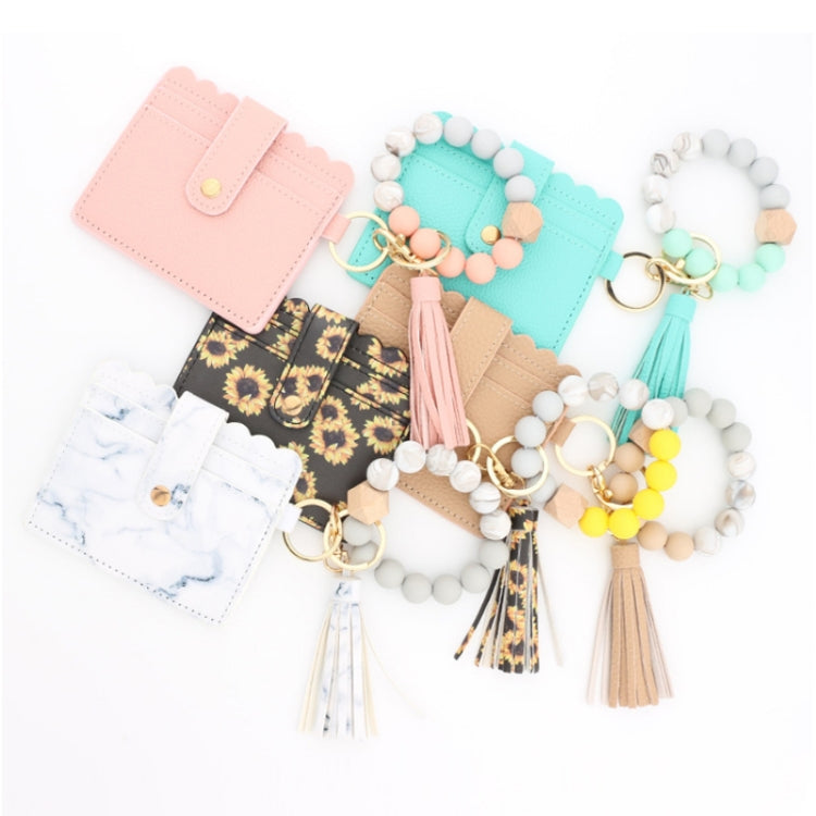 PU Tassel Silicone Bead Bracelet Wallet With Keychain My Store