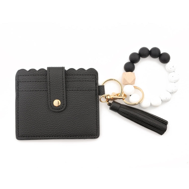 PU Tassel Silicone Bead Bracelet Wallet With Keychain My Store