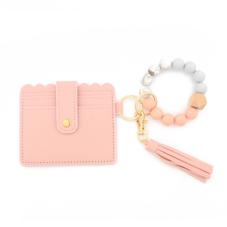 PU Tassel Silicone Bead Bracelet Wallet With Keychain My Store