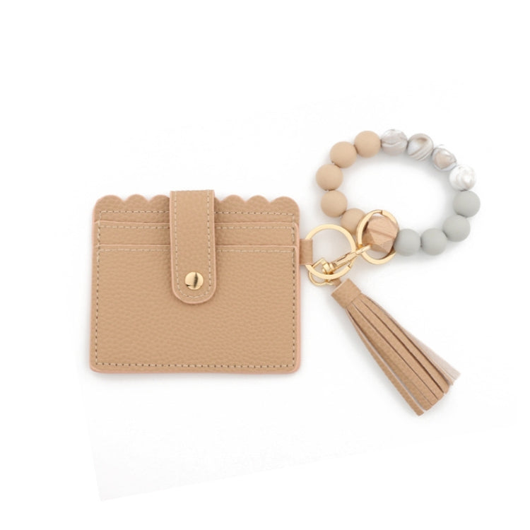 PU Tassel Silicone Bead Bracelet Wallet With Keychain My Store