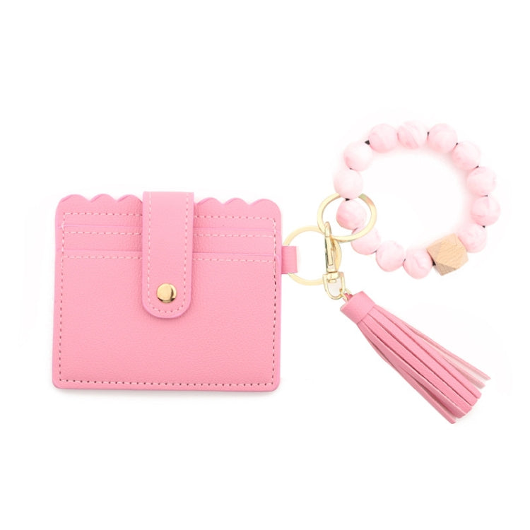 PU Tassel Silicone Bead Bracelet Wallet With Keychain My Store