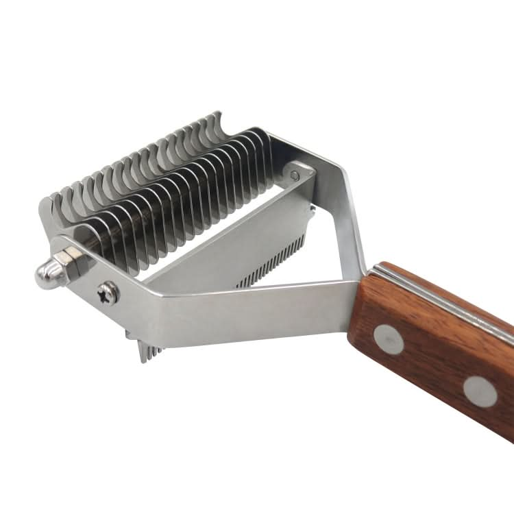 Pet Wooden Handle Dual-purpose Stainless Steel Comb Pet Hair Removal Comb - Reluova