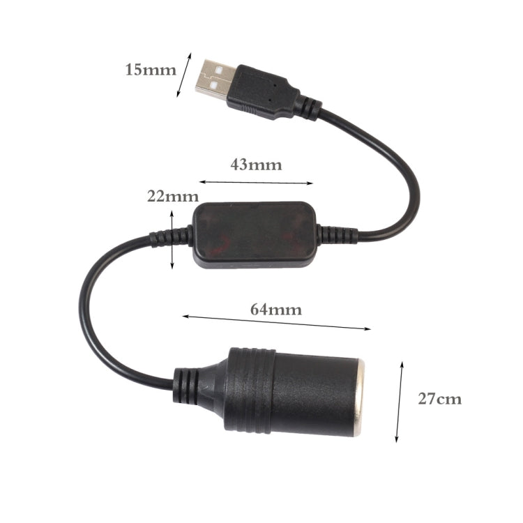 2 PCS Car USB to Cigarette Lighter Socket 5V to 12V Boost Power Adapter Cable-Reluova