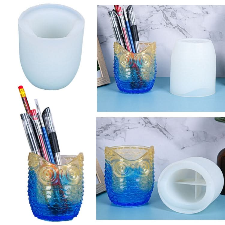 D768 Epoxy Mould Owl Pen Holder Silicone Mould