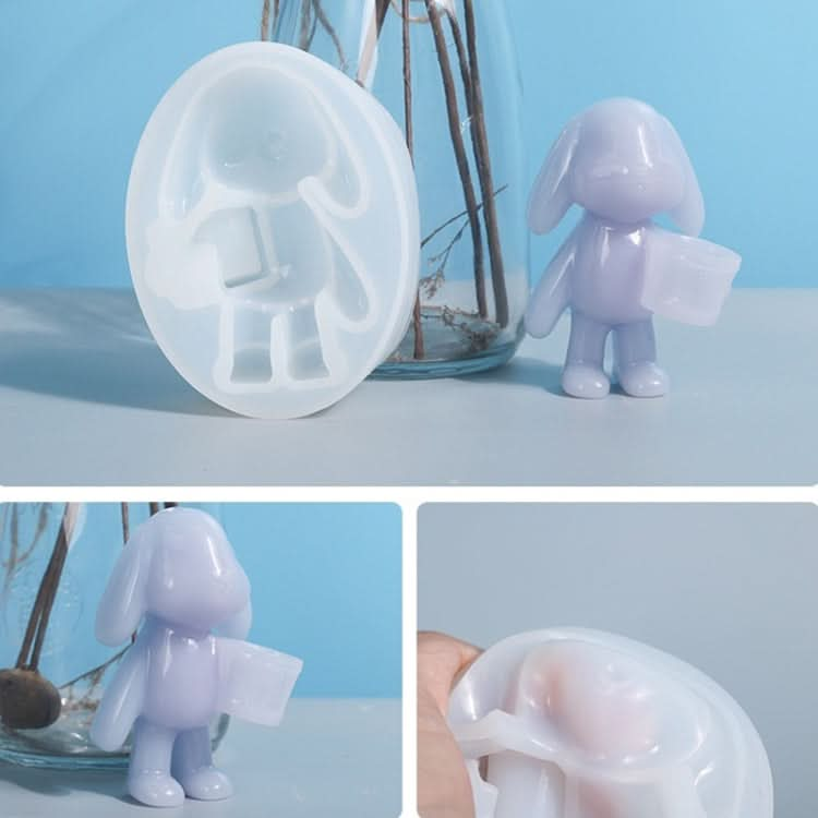 D263 DIY Crystal Epoxy Mould Holding Bucket Rabbit Mirror Making Table Mould Reluova