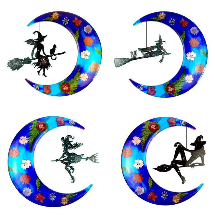 DIY Halloween Crystal Drop Plastic Mold Moon Witch Decoration Key Pendant Silicone Mold My Store