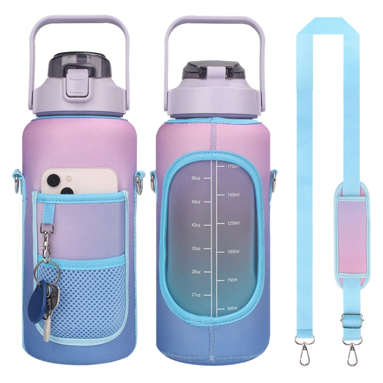 2L Gradient Color Water Bottle Cover Case Sleeve with Strap