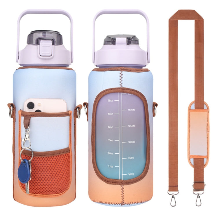 2L Gradient Color Water Bottle Cover Case Sleeve with Strap