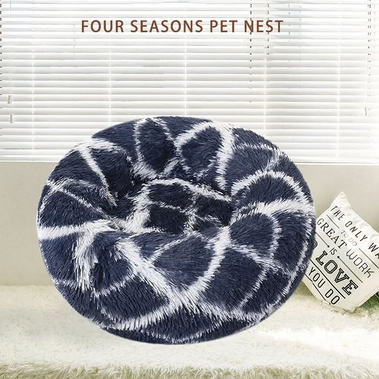 Long-haired Round Pet Kennel Warm Pet Bed - Reluova