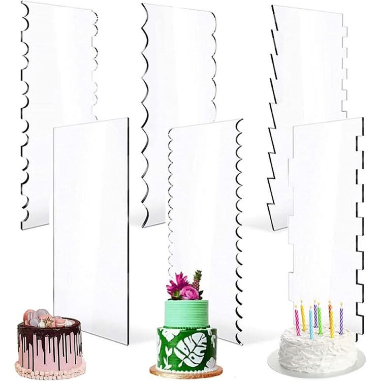 6 In 1 Clear Acrylic Cake Scraper Smoothing Tool Set-Reluova