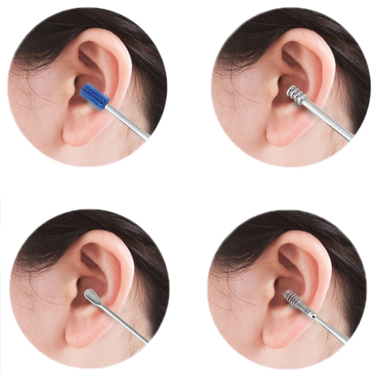 1 Pack Push-Pull Cylinder Storage Ear Scoop Set, Specification: 6 PCS/Set Black