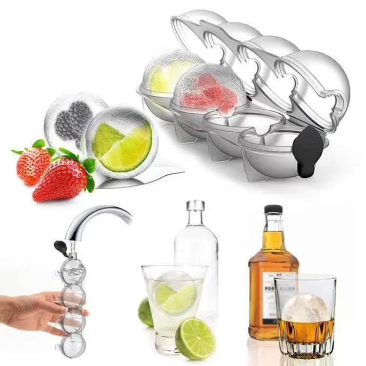 3 PCS Four -Hole Ice Hockey Model Ice Cube Maker Round Ice Ball-Reluova