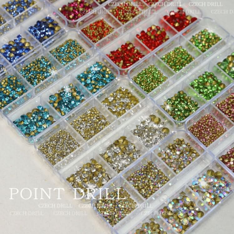 Nail Art 6 Grid Pointed Bottom Diamond Nail Jewelry, Specification: 05 Purple Red Reluova