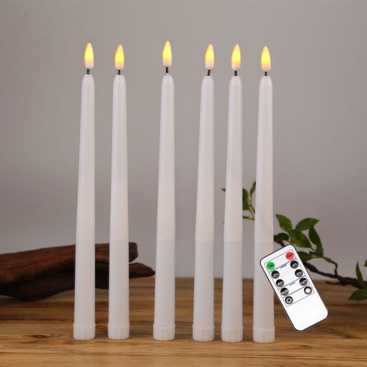 6 PCS B003 White Shell Long-rod Simulation Candle Light with Remote Control My Store