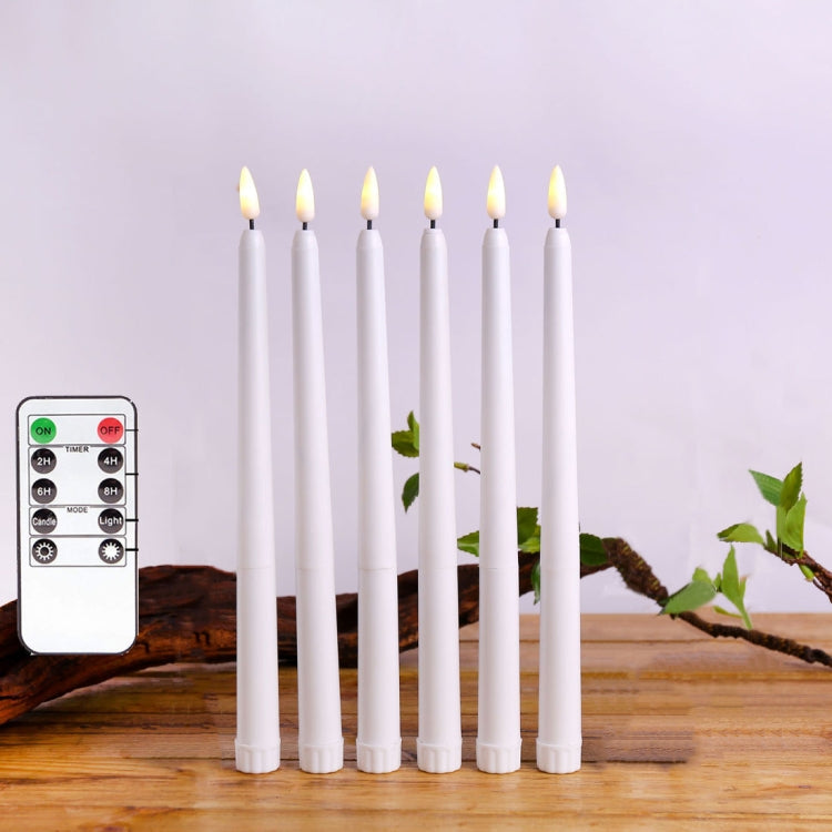 6 PCS B003 White Shell Long-rod Simulation Candle Light with Remote Control My Store