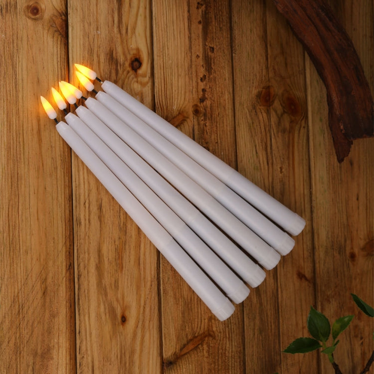 6 PCS B003 White Shell Long-rod Simulation Candle Light with Remote Control My Store