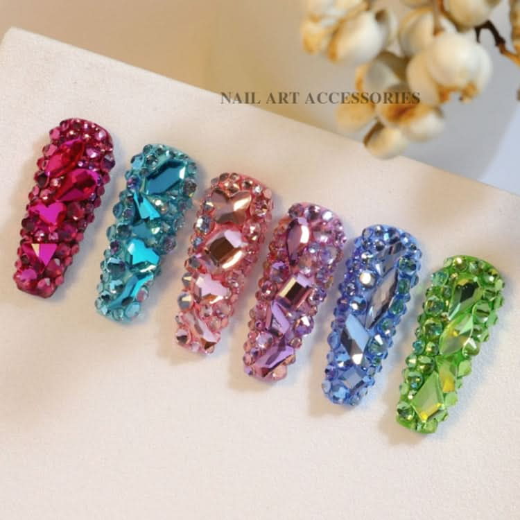 DIY Flat Bottom Shaped Glass Mixed Nail Art Rhinestones Reluova