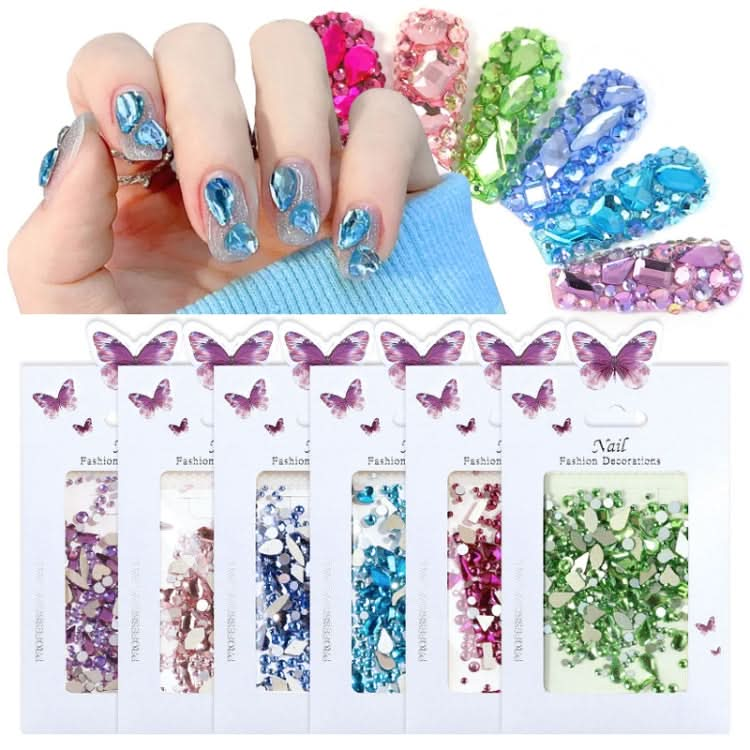 DIY Flat Bottom Shaped Glass Mixed Nail Art Rhinestones Reluova