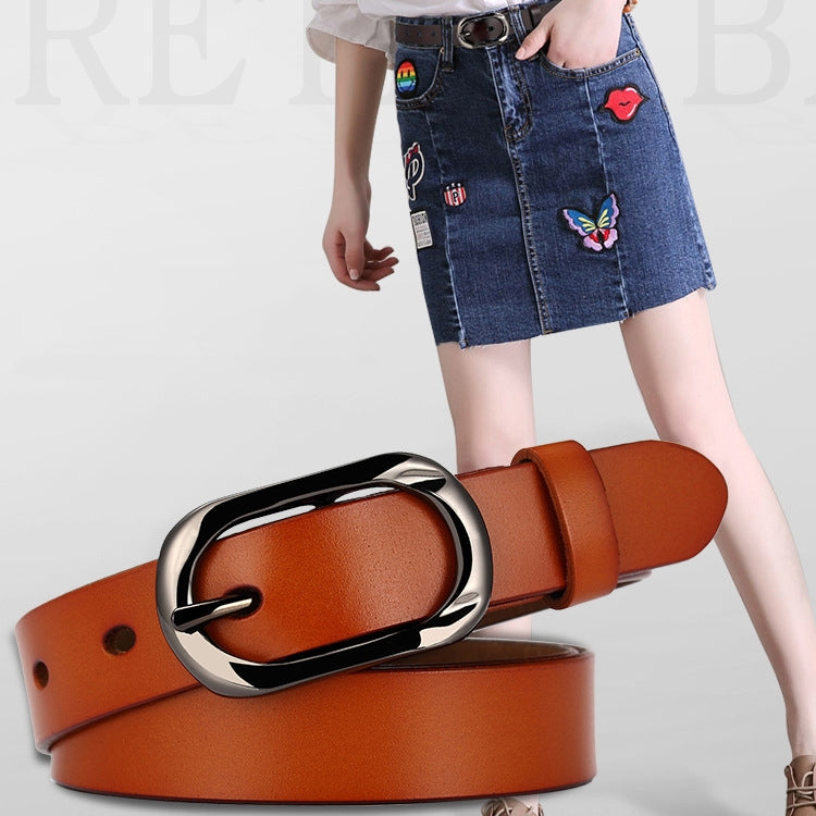 ZK--052 Soft and Wear-resistant Fine Cowhide Belt with Pin Buckle, Length: