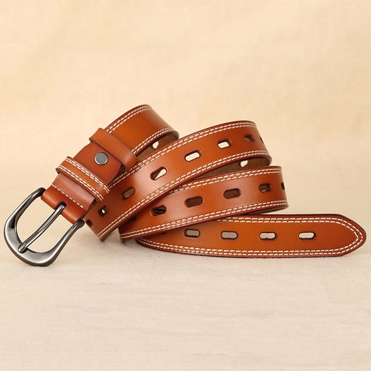 ZK--049 Double-stitched Hollow Pin Buckle Belt, Length: