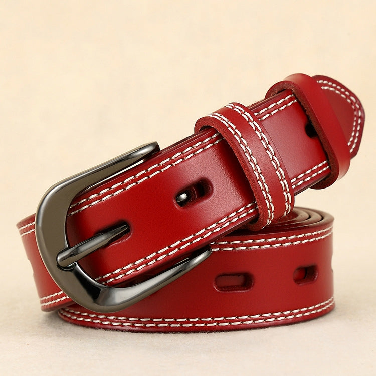 ZK--049 Double-stitched Hollow Pin Buckle Belt, Length: