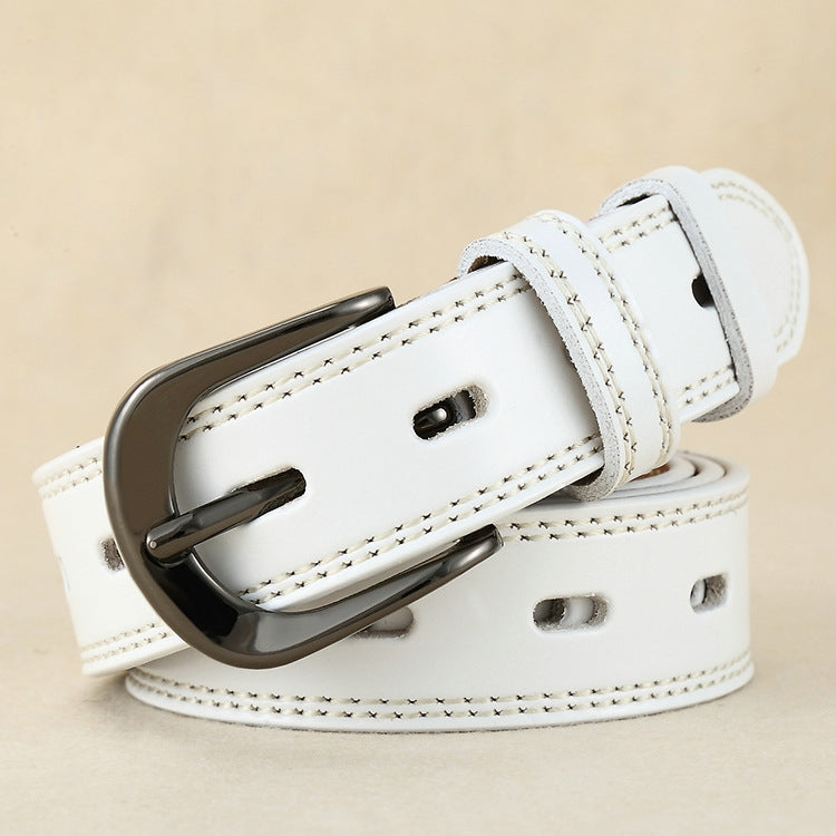 ZK--049 Double-stitched Hollow Pin Buckle Belt, Length: Reluova