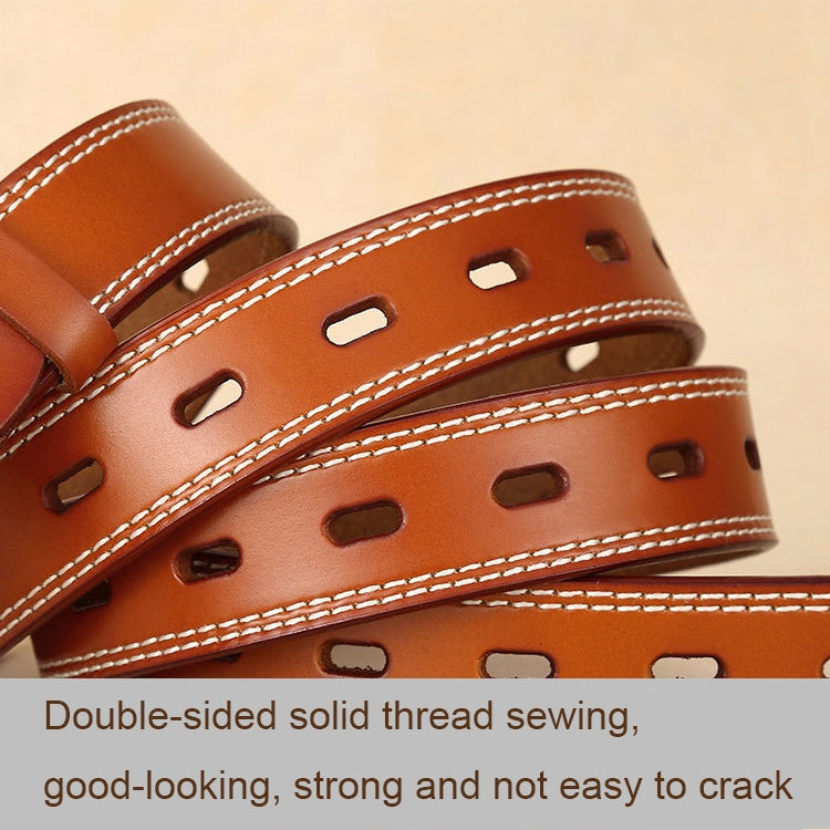 ZK--049 Double-stitched Hollow Pin Buckle Belt, Length: