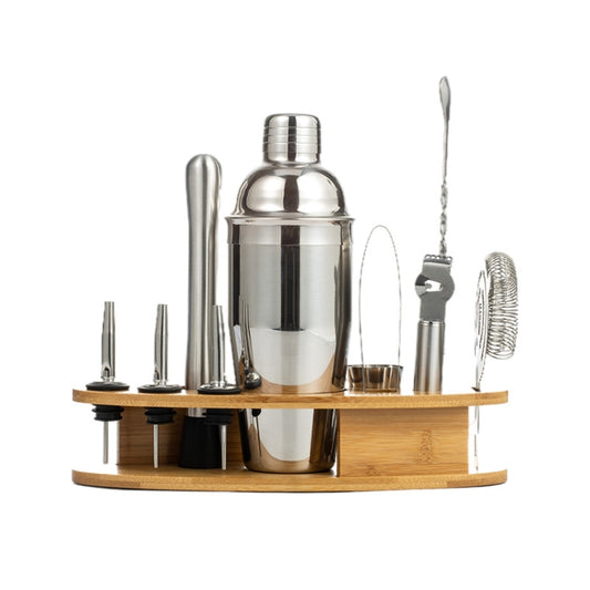 BY-011 11 In 1 Oval Wooden Stand Shaker Set Bartending Tools, Spec: Reluova