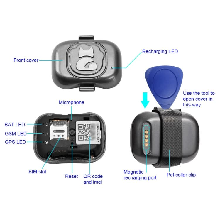 G16 Pets GPS Tracker IP67 Waterproof Smart Collar Anti-lost Tracking for Dog Cat - Reluova