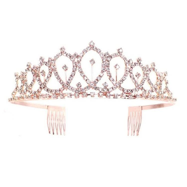 WM-02 Crystal Diamond Birthday Party Wedding Updo Crown, Color: Gold Queen Set1