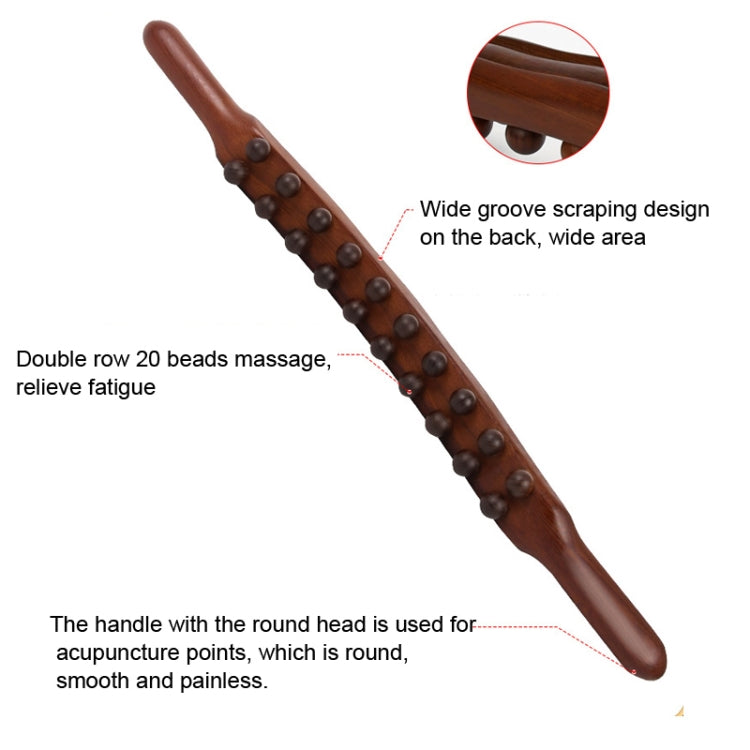 Carbonized Double Row 20-bead Massage Rolling Stick Meridian Dredging Stick Reluova