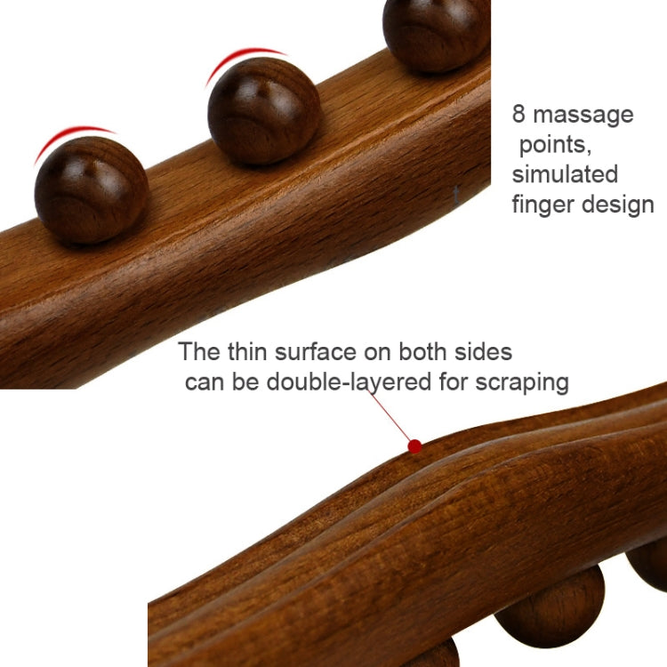 Eight-bead Beech Wood Carbonized Massage Stick Rolling Tendon Scraping Stick Reluova