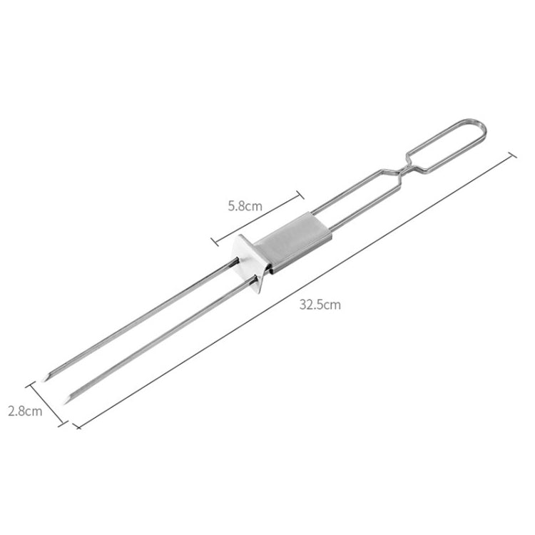 2 PCS Stainless Steel Semi-Automatic Double Head BBQ Fork Outdoor BBQ Tool-Reluova