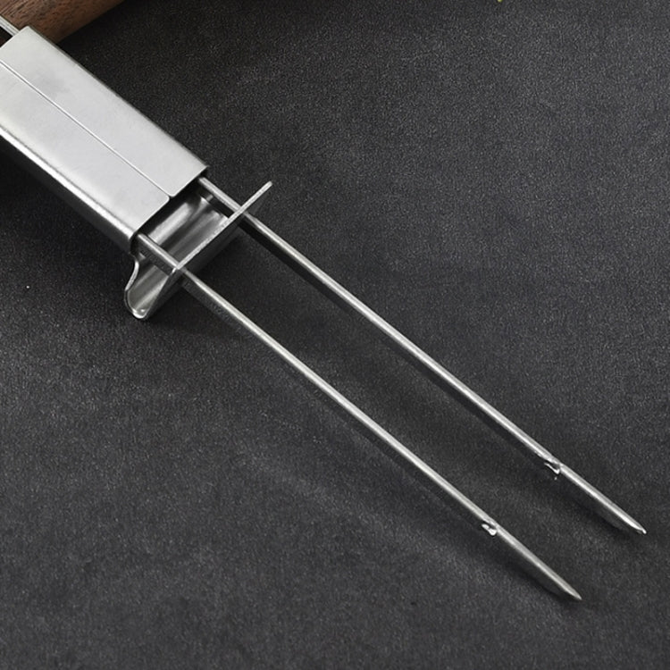 2 PCS Stainless Steel Semi-Automatic Double Head BBQ Fork Outdoor BBQ Tool-Reluova