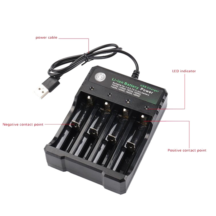 18650 4.2V Lithium Battery USB Independent 4 Slot Charger