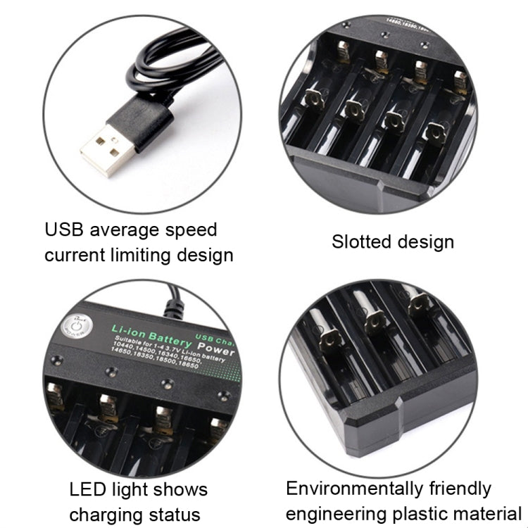 18650 4.2V Lithium Battery USB Independent 4 Slot Charger