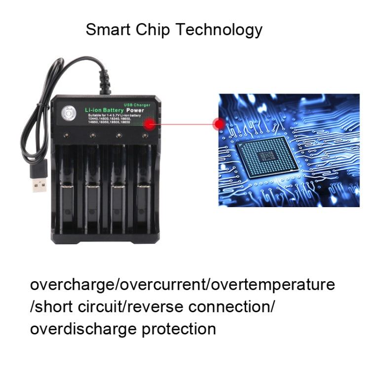 18650 4.2V Lithium Battery USB Independent 4 Slot Charger