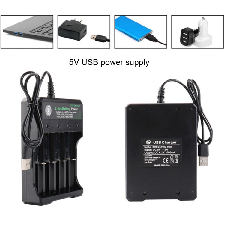 18650 4.2V Lithium Battery USB Independent 4 Slot Charger