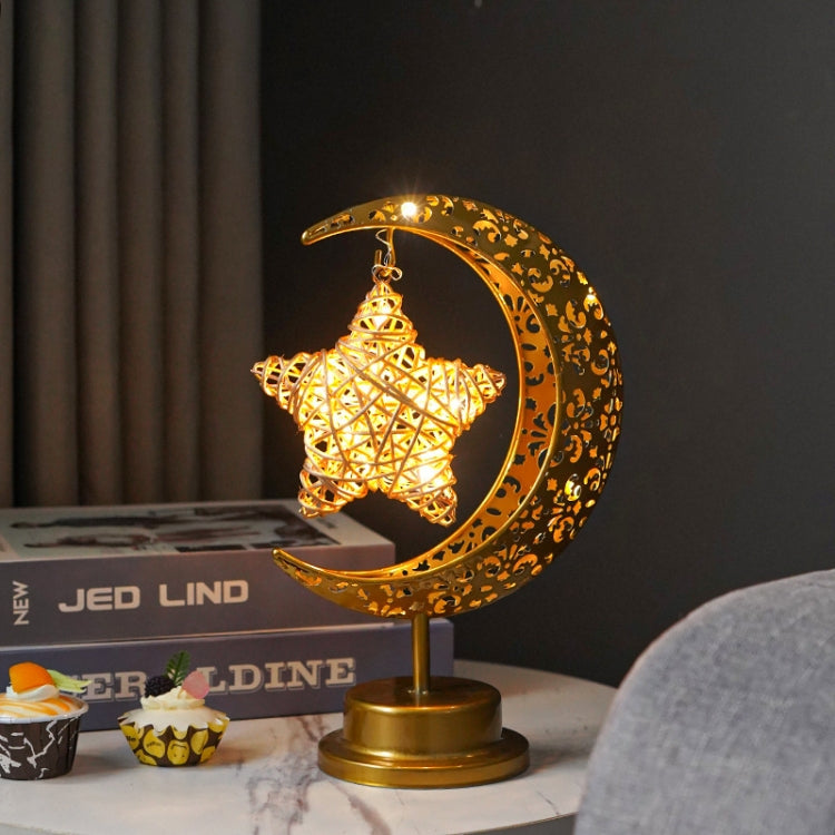 LED Wrought Iron Moon Lamp Decorative Lamp Festival Table Lamp,Style: