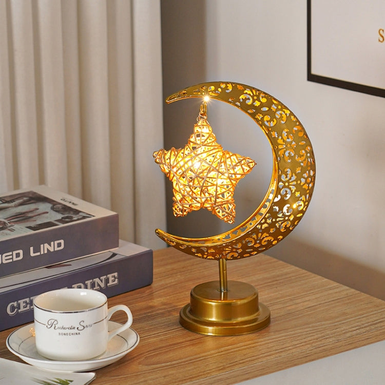 LED Wrought Iron Moon Lamp Decorative Lamp Festival Table Lamp,Style: