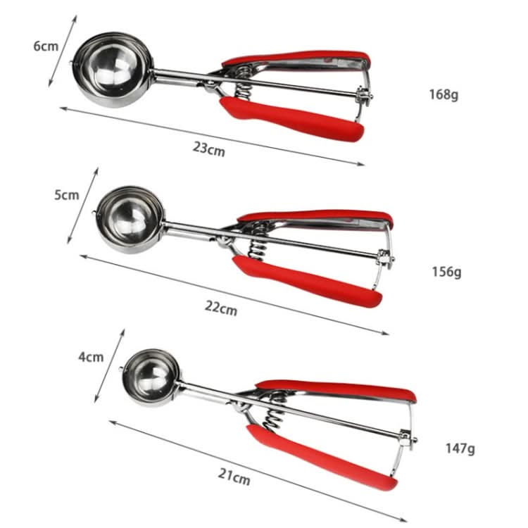 304 Stainless Steel Silicone Handle Ice Cream Scoop, Diameter-Reluova