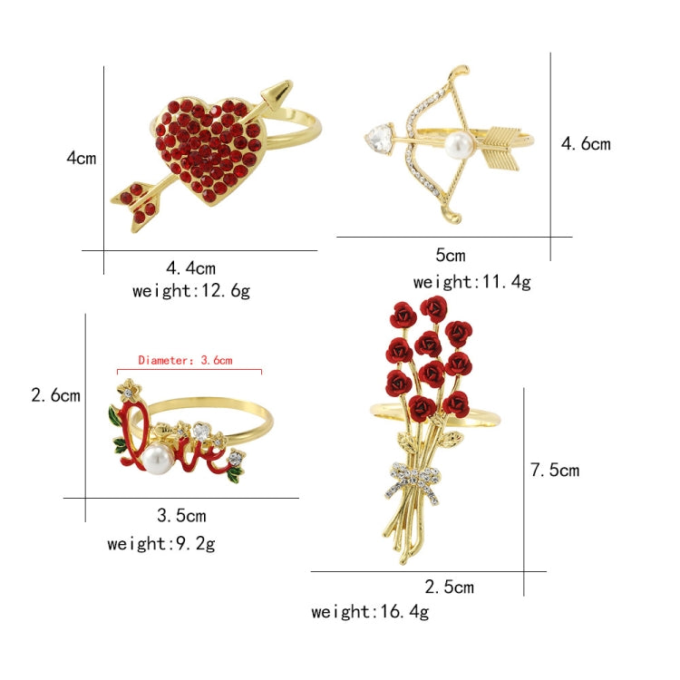 Valentine Day Rose Alloy Napkin Ring, Specification: Z1010-2 My Store