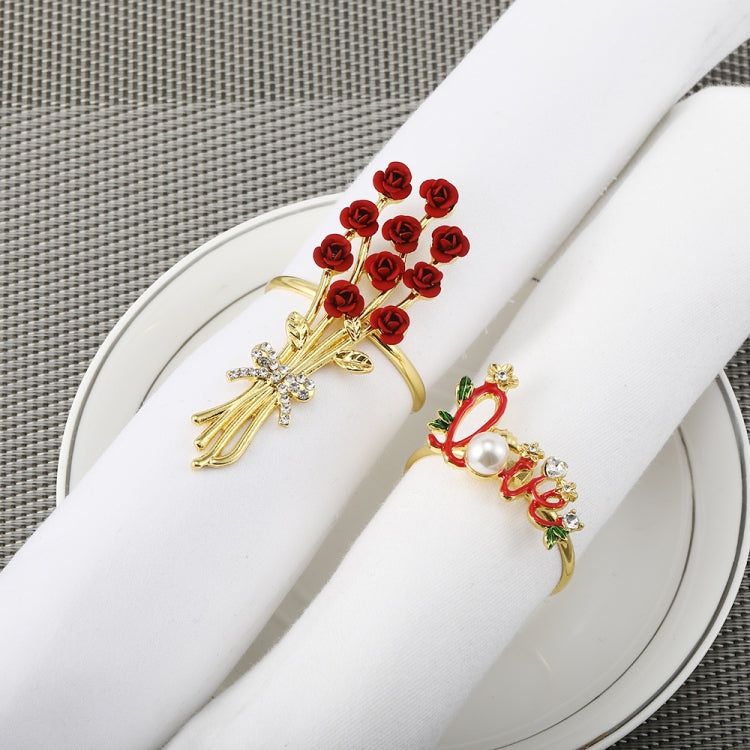 Valentine Day Rose Alloy Napkin Ring, Specification: Z1010-2 My Store